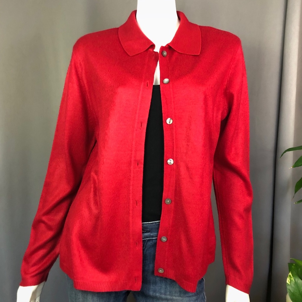 JENNIFER MOORE PETITES collared cardigan
